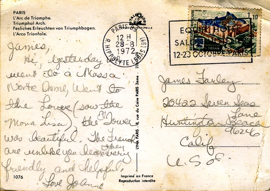 Postcard to Jim from Paris, Circa 1972